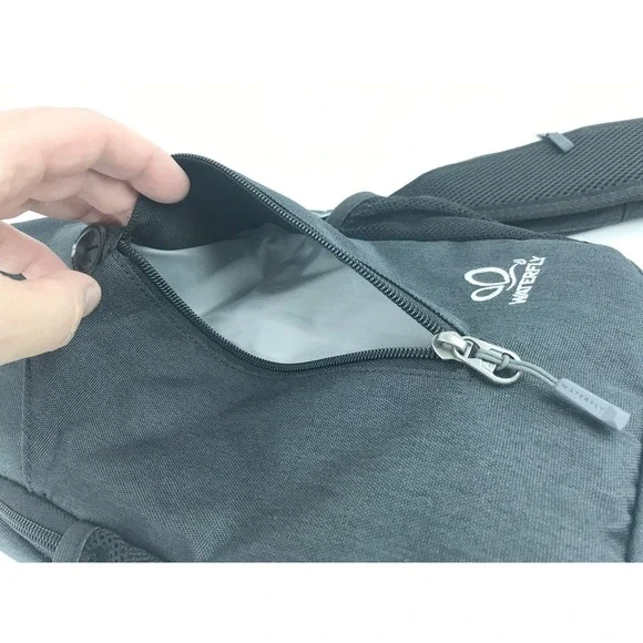 WATERFLY Black Nylon Sling Bag Backpack Crossbody Chest Pack Outdoor‎ Travel - Picture 7 of 16